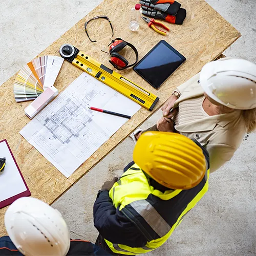 Contractors at a table