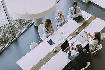 Office workers at a desk