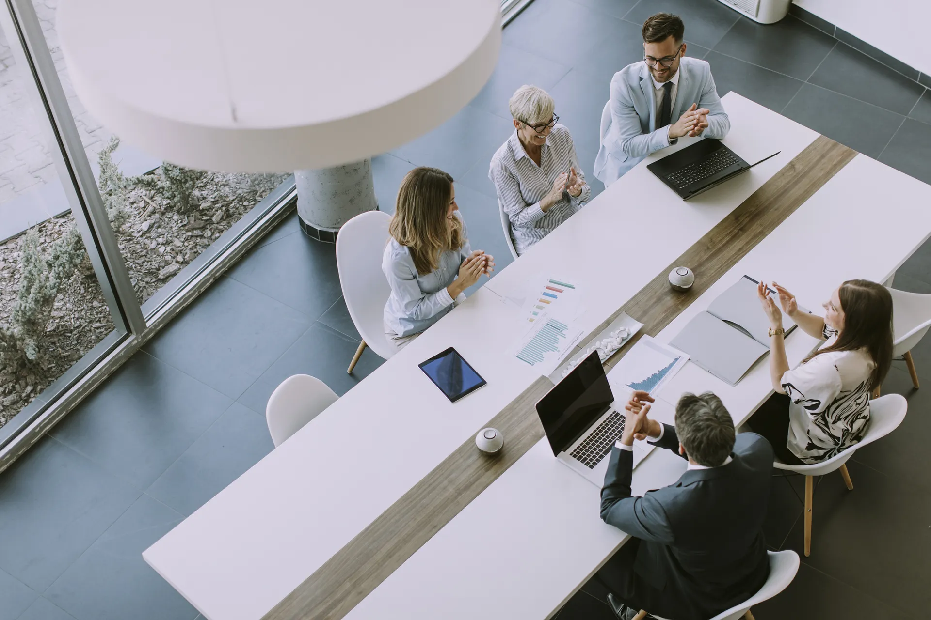 Office workers at a desk